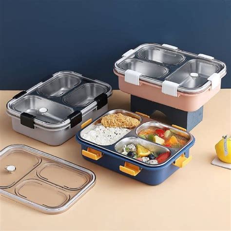 3 compartment lunch box steel|steel lunch containers with dividers.